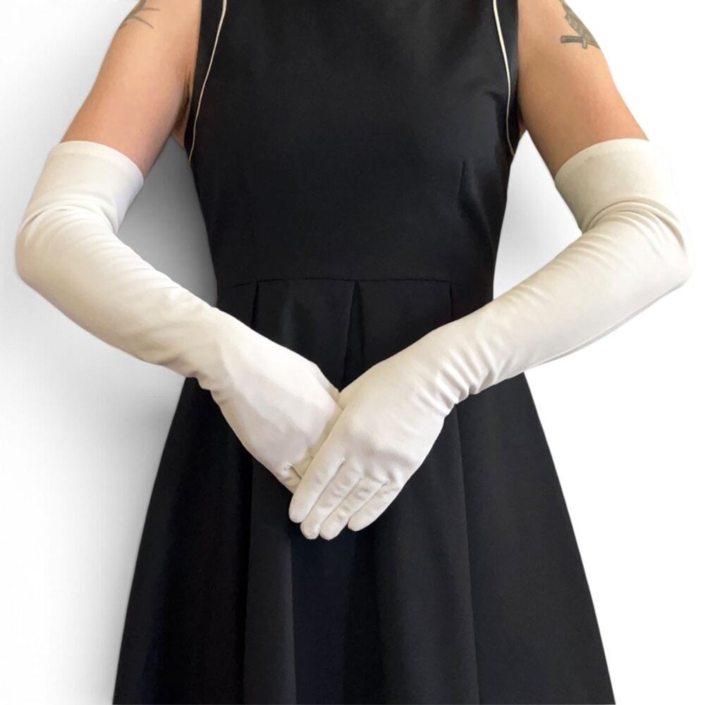 Vintage Aris White Formal Opera Length Wedding Long Evening Gloves 21" Long OS